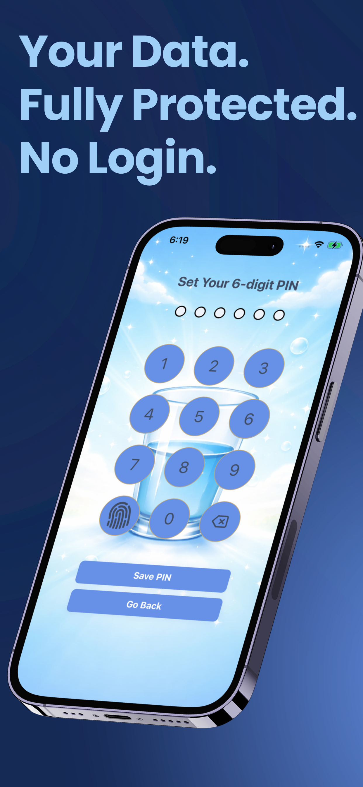 Water Tracker privacy message screen